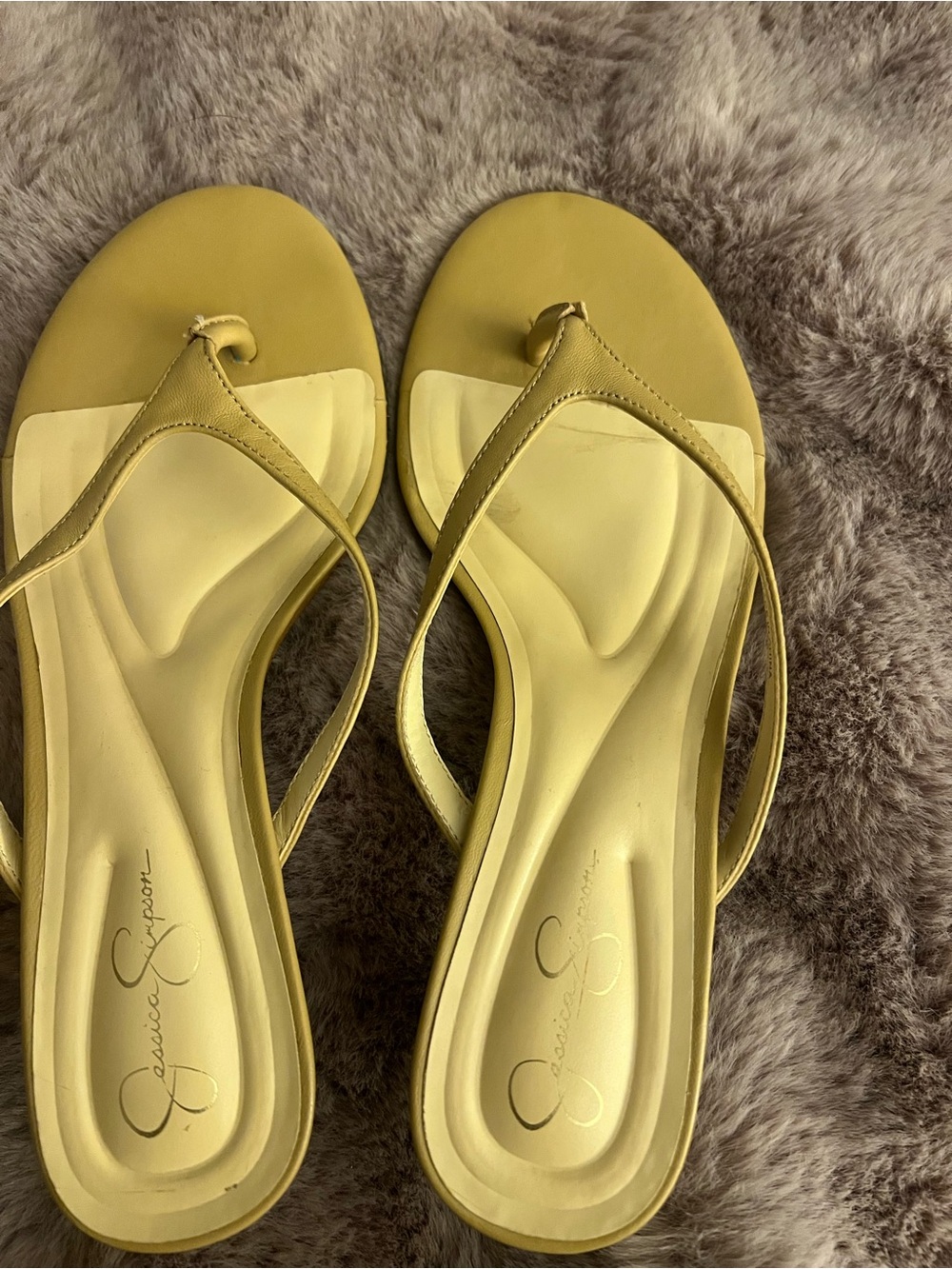 Jessica Simpson Yellow Slip-On Thong Sandals Tan